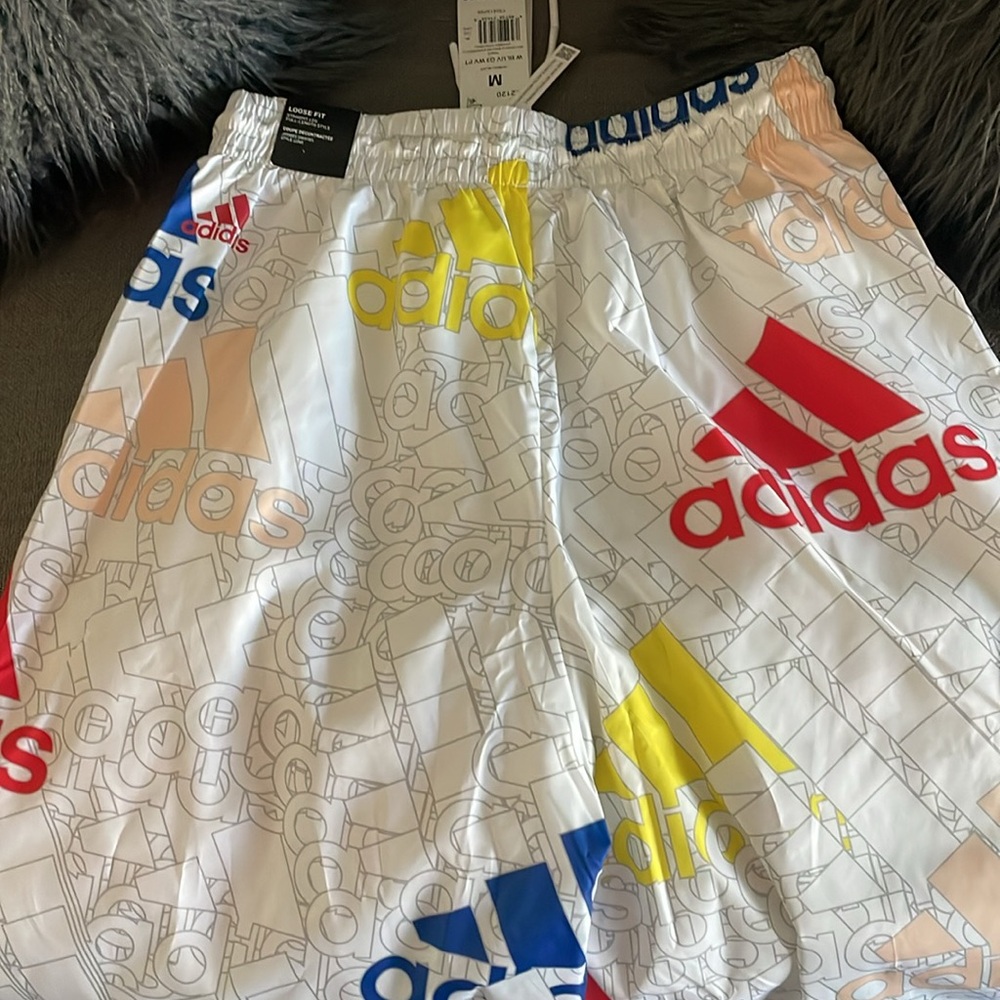 adidas White Track Pants with Multicolor Logos - Picture 4 of 5